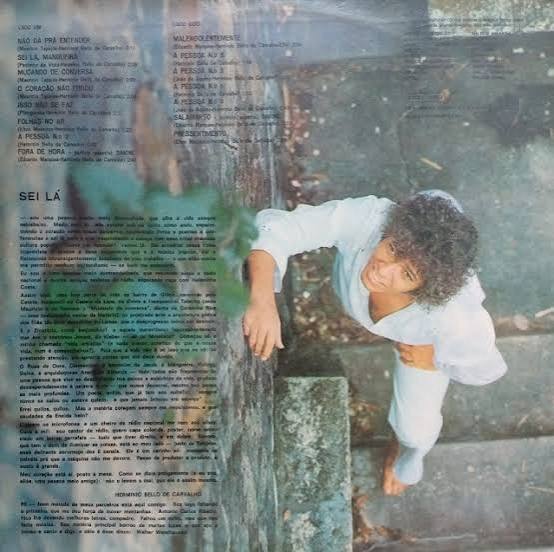 Verso da capa do disco Sei lá, de Herminio Bello de Carvalho. (Crédito: Reprodução)